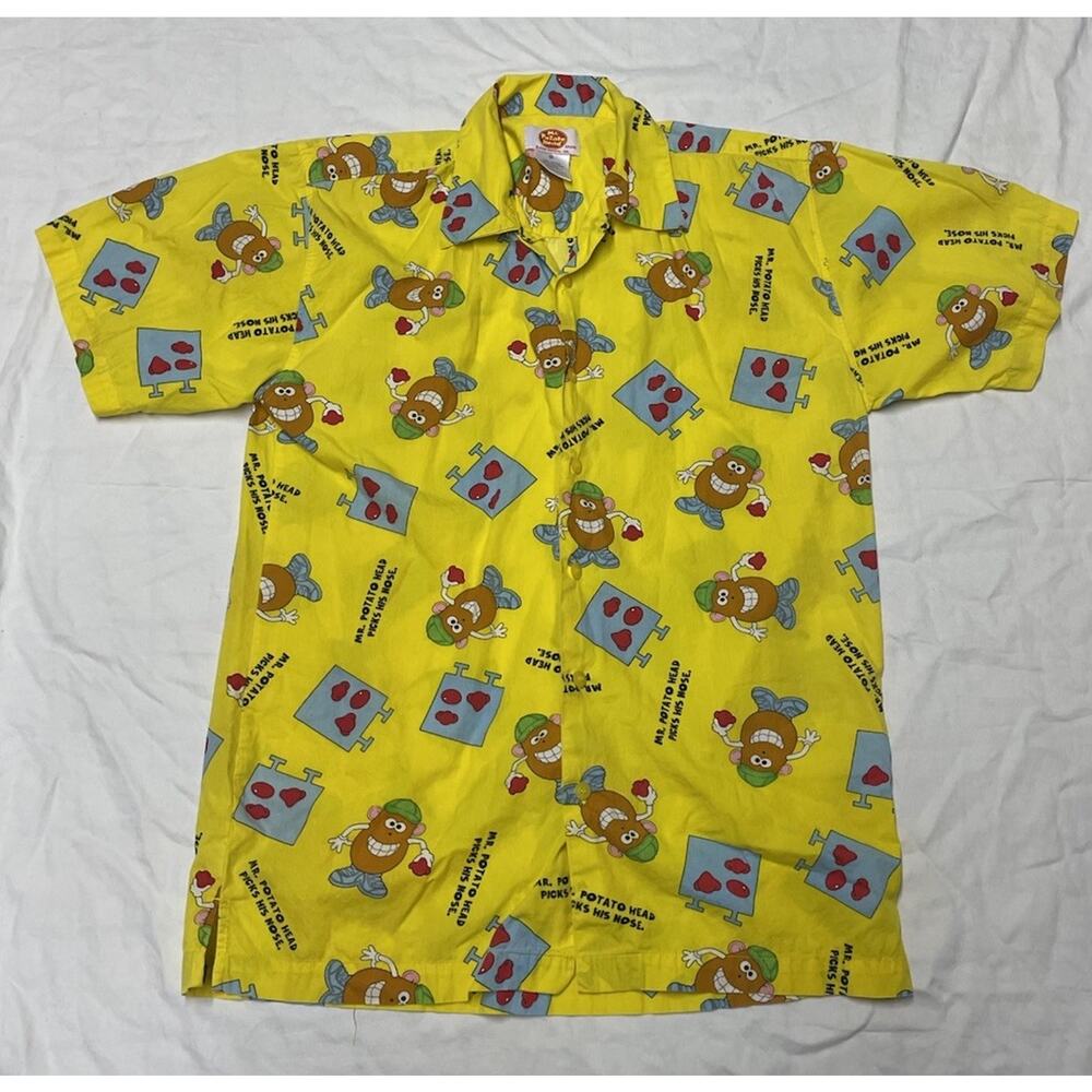 Vintage mr potato head Shirt Hasbro 2002 Button Down Shirt size M Yellow